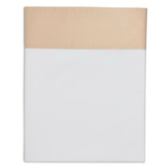 Hudson Park Italian Percale Flat sheets Sateen Modern White and Tan - Picture 1 of 1